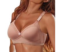 Women's Comfortable Bras Smoothing with Support Womens Rimless Underwear Up Large Cup Thin Cotton Rimless Bra Sport Bras for Women UK (Pink, 90C)