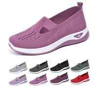Women's Comfortable Breathable Knitted Sneakers, Knitted Sneakers for Women, Go Walking Slip on Diabetic Foam Shoes (Purple, Adult, Women, 8, Numeric, UK Footwear Size System, Medium)