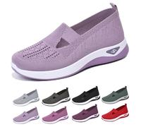 Women's Comfortable Breathable Knitted Sneakers, Knitted Sneakers for Women, Go Walking Slip on Diabetic Foam Shoes (Light Purple, Adult, Women, 6.5, Numeric, UK Footwear Size System, Medium)