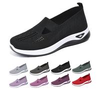 Women's Comfortable Breathable Knitted Sneakers, Knitted Sneakers for Women, Go Walking Slip on Diabetic Foam Shoes (Black, Adult, Women, 6, Numeric, UK Footwear Size System, Medium)