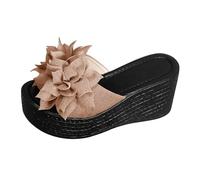Women's Comfortable Chunky Flatform Sandals Summer Thick Bottom A Slippers Hundred with Height Increase Outside Wear Slippers Black Platform Sandals 4 Womens Sandles Size 3 (Khaki,42)