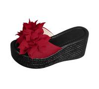 Women's Comfortable Chunky Flatform Sandals Summer Thick Bottom A Slippers Hundred with Height Increase Outside Wear Slippers Black Platform Sandals 4 Womens Sandles Size 3 (Red,40)
