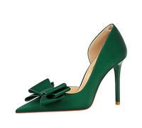 Women's Comfortable Closed-Toe Pointed Toe 4-Inch Stiletto High Heels, Slip-On Party & Prom Pumps Green
