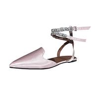 Women's Comfortable Extra Wide Fit Flat Sandals Ladies Fashion Solid Silk Pointed Ankle Strap Strap Flat Bottom Casual Sandals Black Sandles Bunion for Women Size 5.5 (Pink,4.)
