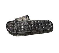 Womens Comfortable Extra Wide Fit Flat Sandals Ladies High Grade Transparent Slippers Summer Home Female Bathroom Home Non Soft Bottom Black Sandals for Women Comfortable Sandles (Black,6)