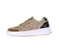Women's comfortable flat shoes, flat casual platform trainers with round toe lacing for comfort style in everyday life., gold, 7 UK