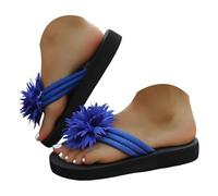 Women's comfortable flip flops, thick soles, elegant and flowery, perfect for the beach and spring summer. Women's flip flops for swimming pool non-slip fast, Blue, 9.5 UK