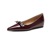 Women's Comfortable Hidden Wedge Pointed Toe Slip On Work Shoes Minimalist Flats for Daily Wear & Office Use Rubber Sole,Burgundy,6.5 UK