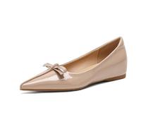 Women's Comfortable Hidden Wedge Pointed Toe Slip On Work Shoes Minimalist Flats for Daily Wear & Office Use Rubber Sole,Nude,8 UK