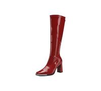 Women's Comfortable Knee High Boots Ladies Sex Fashion Chunky Heel Square Toe with Side Zipper Leather Walking Boots Fancy Retro Heel Booties for Waterproof and Party Evening Dating Shoes