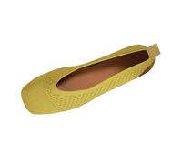 Women's Comfortable Knitted Breathable Mesh Ballet Flats Comfort Chic Flat Slip On Square Cut Lightweight Sole Minimalist Style | Office City Daily, 01 Green, 9.5 UK