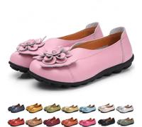 Women's Comfortable Leather Loafer Flat, Slip On Flowers Boat Driving Shoes | Soft Casual Round Toe Moccasins, Walking Dress Pumps, Fashion Flats Shoes For Dress Office Holiday