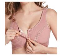 Womens Comfortable Mastectomy Bras Wirefree Full Cup Cotton Pockets Post Op Bra Tops For Silicone Breast Forms (Color : Pink, Size : 100/44ABC)