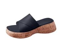 Women's Comfortable Open Toe Chunky Sandals Women's Summer All Flops Platform Heels Beach Fish Mouth Casual Slippers Sliders Womens Size 9 UK Thong Slippers 8 (Black, 5)