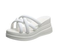 Women's Comfortable Open Toe Flatform Sandals Women's Strap Bottom A Fish Mouth Leisure Outside Wear Thick Bottom Slope with Slippers Black Platform Sandals 4 Womens Sandles Size 3 (White,4)