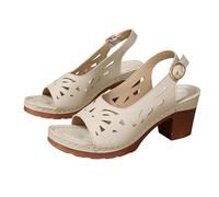 Womens Comfortable Open Toe Low Heel Shoes European And American Sandals Women's All Fish Mouth One Line Buckle Strap Thick High Heeled Sandals for Black Sandal Heels Womens Flat (Beige,4.5)