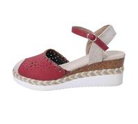 Women's Comfortable Open Toe Platform Sandals Women's Summer New Package Head Sandals Female Large Size Casual Slope With Thick Bottom Hollow Pale Blue for Ladies Sandles Size (Red,7.5)