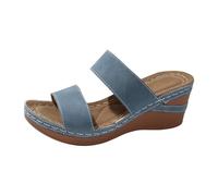 Women's Comfortable Orthopedic Summer Slipper, Chic and Comfortable Wedge Heel, Fish Mouth Slipper, Funky Minimalist Slippers, Casual Breathable Slippers, blue, 9.5 UK