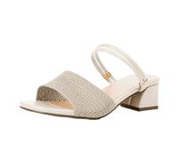 Womens Comfortable Platform Block Heel Shoes Women's Summer Mid Heeled Knitted Outside A Fashionable Casual Comfortable Open Toe Fish Mouth Black Sandals for Women UK Womens Sandles (Beige,6)