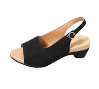 Women's Comfortable Platform Low Heel Sandals Summer European And American Large High Heels Thick Heels Buckle Fish Mouth Hollow Rear Hollow Blue Wege Sandals for Women Womens Sandles (Black,6)