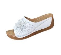 Women's Comfortable Platform Platform Sandals Women's Slippers Summer Lightweight Heel Comfortable Sandals Flower One Shaped Fish Mouth Roman Shoes Sandels Black for Size 6 (White,4.5)