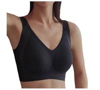 Women's Comfortable Sexy Transparent Bra Cordless Backless Convertible Shoulder Straps Soft Seamless Underwire Lingerie (Black, L)
