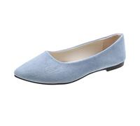 Women's Comfortable Slip On Ballet Shoes Square Toe Casual for Everyday Wear Lightweight Breathable Summer Footwear (Light Blue, 4)