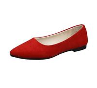 Women's Comfortable Slip On Ballet Shoes Square Toe Casual for Everyday Wear Lightweight Breathable Summer Footwear (Red, 5.5)