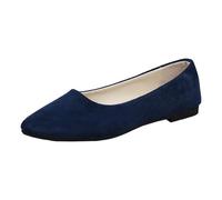 Women's Comfortable Slip On Ballet Shoes Square Toe Casual for Everyday Wear Lightweight Breathable Summer Footwear (Navy, 5)
