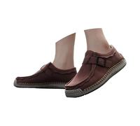 Women's Comfortable Slip-On Casual, Soft Non-Slip Round Toe Flat Shoes with Buckle Strap & Hand Stitched Detailing, Lightweight Walking Shoes for Daily Wear