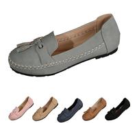 Women's Comfortable Soft Vintage Style Tassel Embellished Loafers Orthopaedics Slip on Wedge Heel Loafers for Work Office Casual (Gray,6.5)