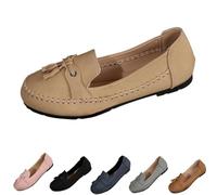 Women's Comfortable Soft Vintage Style Tassel Embellished Loafers Orthopaedics Slip on Wedge Heel Loafers for Work Office Casual (Khaki,7)