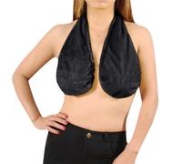 Women's Comfortable Towel Bra - Solid Daily Backless Casual Gathering Adjustment Yoga Sleep Large Black