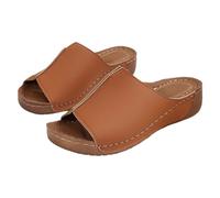 Women's Comfortable Wedge Sandal - Women's Summer Sandals Wide Feet Shoes Open Toe Barefoot Chic Sandalette Breathable Slip-On Casual Shoe Barefoot Dee Beach Mule, Brown, 8 UK