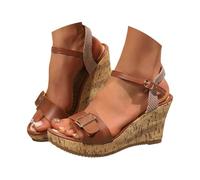 Women's Comfortable Wedge Sandals for Women Platform Wedge Sandals Fish Mouth Open Toe Women's Sandals Elegant Summer Shoes for Platform Sandals Breathable Beach Shoes Water Sandals, brown, 6 UK