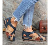 Women's Comfortable Wedge Sandals Ladies Mule Clogs Slippers Cross Strap Platform Vintage Closed Toe Hollow Soft Wide Fit Summer Outdoor Beach Sports Shoes,Blue,36