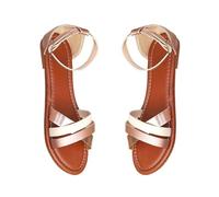 Womens Comfortable Wide Fit Flat Sandals Women's Spring/Summer Flat Bottom Feet Strap Colored Open Toe Roman Beach Sandals Brown 7 Ladies Woman Sandal Shoes Size 4 (Rose Gold,38)