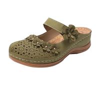 Womens Comfortable Wide Fit Platform Sandals Ladies Foreign Trade Ladies Sandals Slippers Europe And The States Large Size Retro Flat Bottom Round Head Wide Fit White for Women (Green,36)