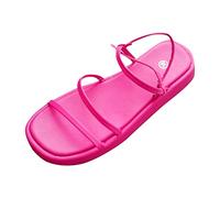 Women's Comfortable Wide Fit Platform Sandals Women Sandals Fashionable Pattern Summer Open Toe Comfortable Buckle Up Thick Bottom Flat Elastic Black Womens Sandles (Hot Pink, 5)