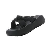 Women's Comfortable Wide Fit Wedges Sliders Women's New Outside Wear Net Red Thick Bottom Fashion Casual Hundred With Bow Senior Sense Ladies Summer Soft Indoor Slippers for Girls Womens (Black,5)