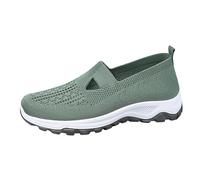Women's Comfortable Working Nurse Shoes,Mesh Sneakers Women Slip On Work Shoes for Womens Wide Fit Trainers Width Fashion Sneaker Breathable Mesh Slip-On Loafers Sandals UK (A-Green,4.5)