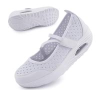 Women's Comfortable Working Nurse Shoes Non-Slip Adjustable Breathable Walking Buffer Fitness Casual Nursing Orthotic Lightweight Shoes Ac-White UK/6