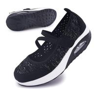 Women's Comfortable Working Nurse Shoes Non-Slip Adjustable Breathable Walking Buffer Fitness Casual Nursing Orthotic Lightweight Shoes Ac-Black UK/8.5