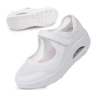 Women's Comfortable Working Nurse Shoes Non-Slip Adjustable Breathable Walking Buffer Fitness Casual Nursing Orthotic Lightweight Shoes Arthritis, Diabetes Heel Pain White UK/5