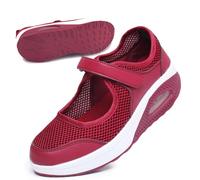Women's Comfortable Working Nurse Shoes Non-Slip Adjustable Breathable Walking Buffer Fitness Casual Nursing Orthotic Lightweight Shoes Aa-Red UK/5