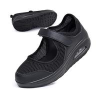 Women's Comfortable Working Nurse Shoes Non-Slip Adjustable Breathable Walking Buffer Fitness Casual Nursing Orthotic Lightweight Shoes Black UK 3.5