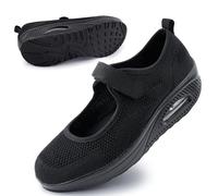 Women's Comfortable Working Nurse Shoes Non-Slip Adjustable Breathable Walking Buffer Fitness Casual Nursing Orthotic Lightweight Shoes Ab-Black UK/5