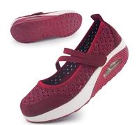 Women's Comfortable Working Nurse Shoes Non-Slip Adjustable Breathable Walking Buffer Fitness Casual Nursing Orthotic Lightweight Shoes Ac-Red UK/8.5