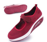 Women's Comfortable Working Nurse Shoes Non-Slip Adjustable Breathable Walking Buffer Fitness Casual Nursing Orthotic Lightweight Shoes Ab-Red UK/8