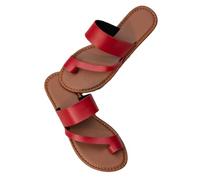 Women's comfy Big Toe orthotic sandals,Summer hallux valgus flip flops,Non-Slip Ring Toe Bunion Slippers for Outdoor Walking Travel(Red,5 UK)